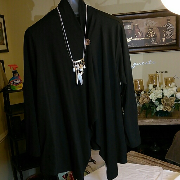 bobeau Tops - Ladies single button long sleeve sweater shall